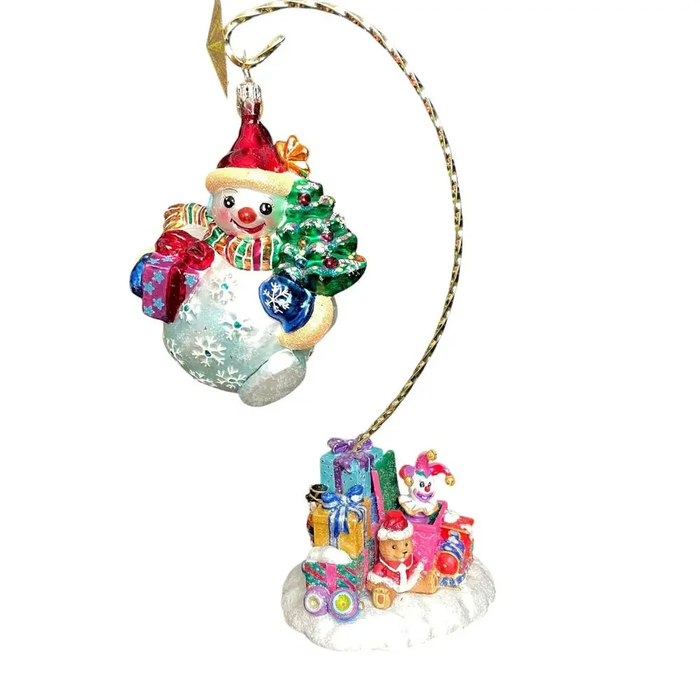 Christopher Radko Chubby Cheer Delight Snowman Ornament & Stand Vtg 2000 READ
